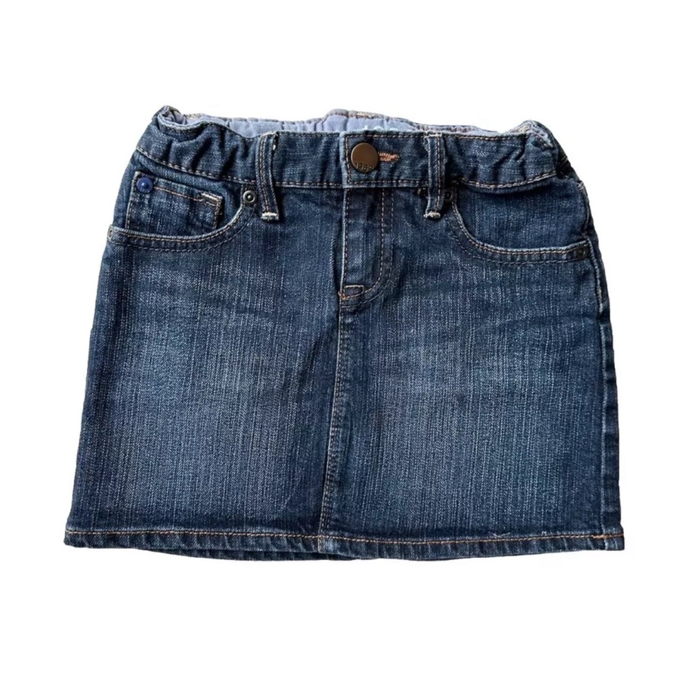 Gap Kids 5 Denim Jean Skirt Short Dark Wash Blue Stretch Adjustable Elastic